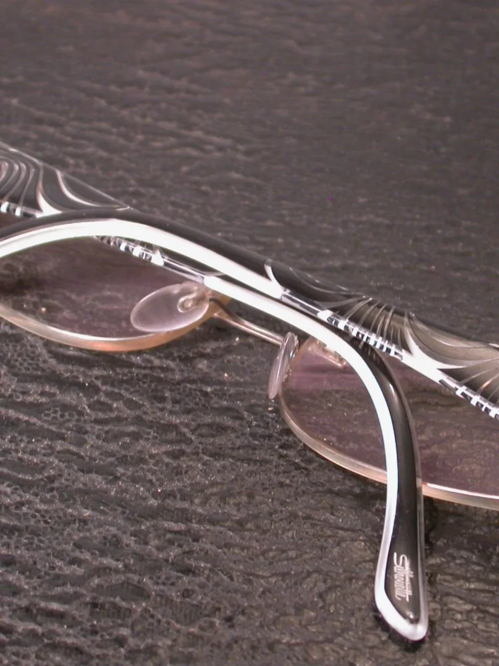 Silhouette Titan Frameless Black White Zebra Stripe Eyeglasses Made in Austria
